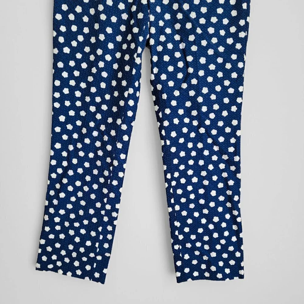 NWT Kate Spade Blue Jacquard Cloud Polka Dot High Waisted Cropped Pants